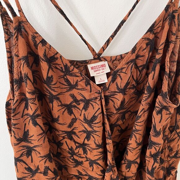 Mossimo Palm Tree Wrap Orange And Black Front Sleeveless - Large - Picture 2 of 4